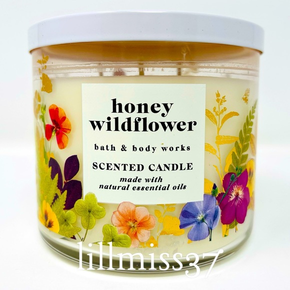 HONEY WILDFLOWER BRAND NEW BATH AND BODY WORKS 3 WICK CANDLE - Picture 1 of 8